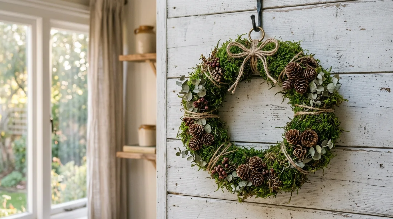 Minimal Moss and Pinecone Wreath